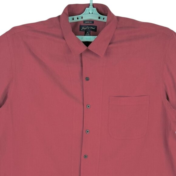 Joseph & Feiss Men's Classic Fit Red Short Sleeve Button-Up Shirt XXL 100% Silk - Picture 3 of 11
